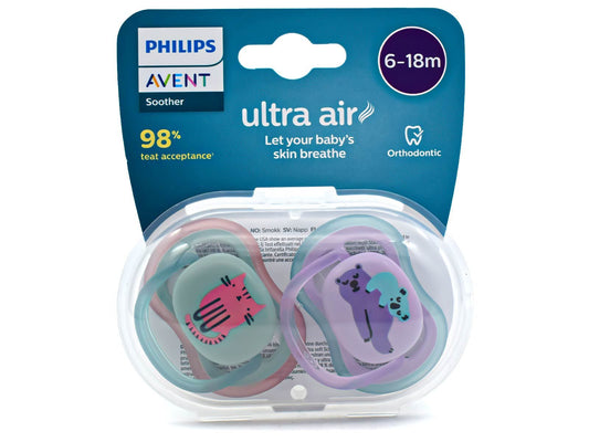 Philips Avent Ultra Air Pacifier 6-18 Months | Gentle Soothing and Skin Protection for Growing Babies