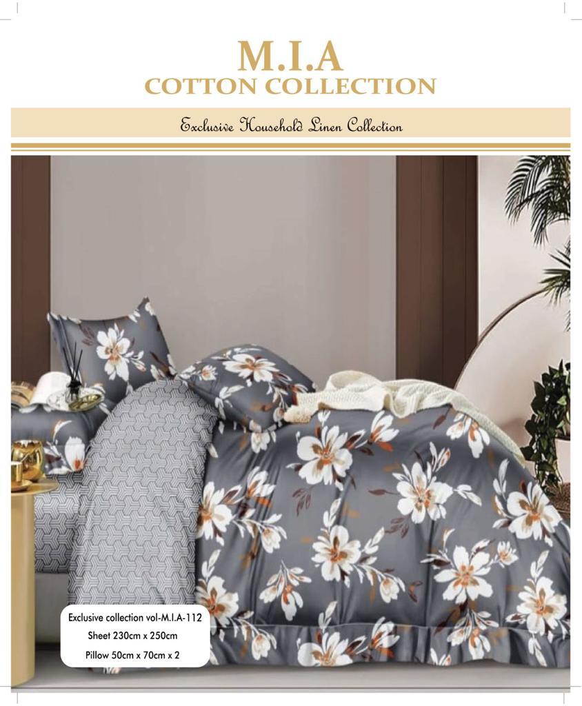 MIA Cotton Flat Bedsheet & 2 Pillow Covers 250cmx230cm (100inch x 90inch) - FREE DELIVERY - Fortune Store