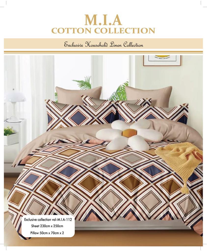 MIA Cotton Flat Bedsheet & 2 Pillow Covers 250cmx230cm (100inch x 90inch) - FREE DELIVERY - Fortune Store