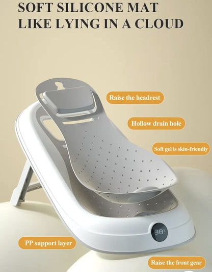 Foldable Baby Bath Tub with Temperature Display | Safe & Comfortable Baby Bathing - Fortune Store