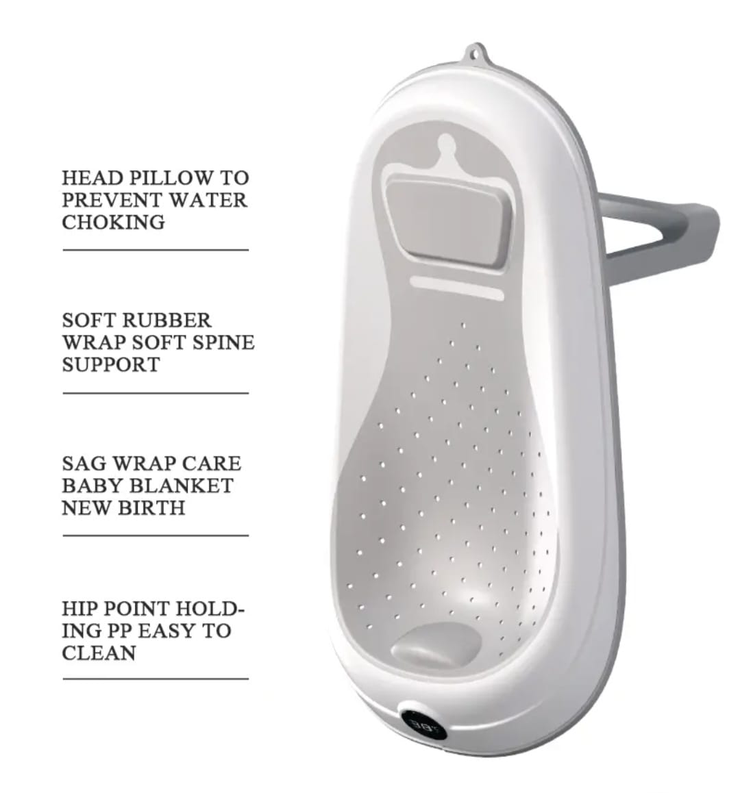 Foldable Baby Bath Tub with Temperature Display | Safe & Comfortable Baby Bathing - Fortune Store