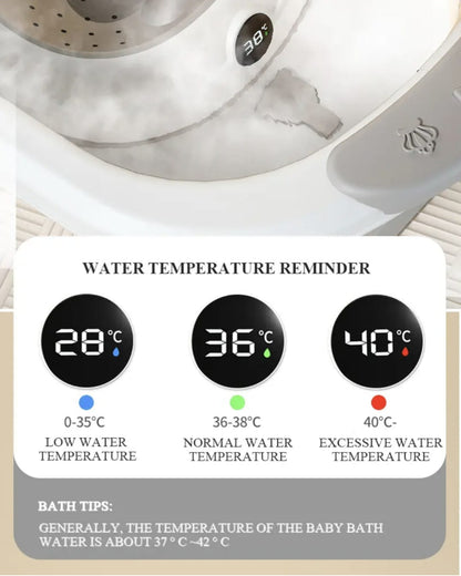 Foldable Baby Bath Tub with Temperature Display | Safe & Comfortable Baby Bathing - Fortune Store