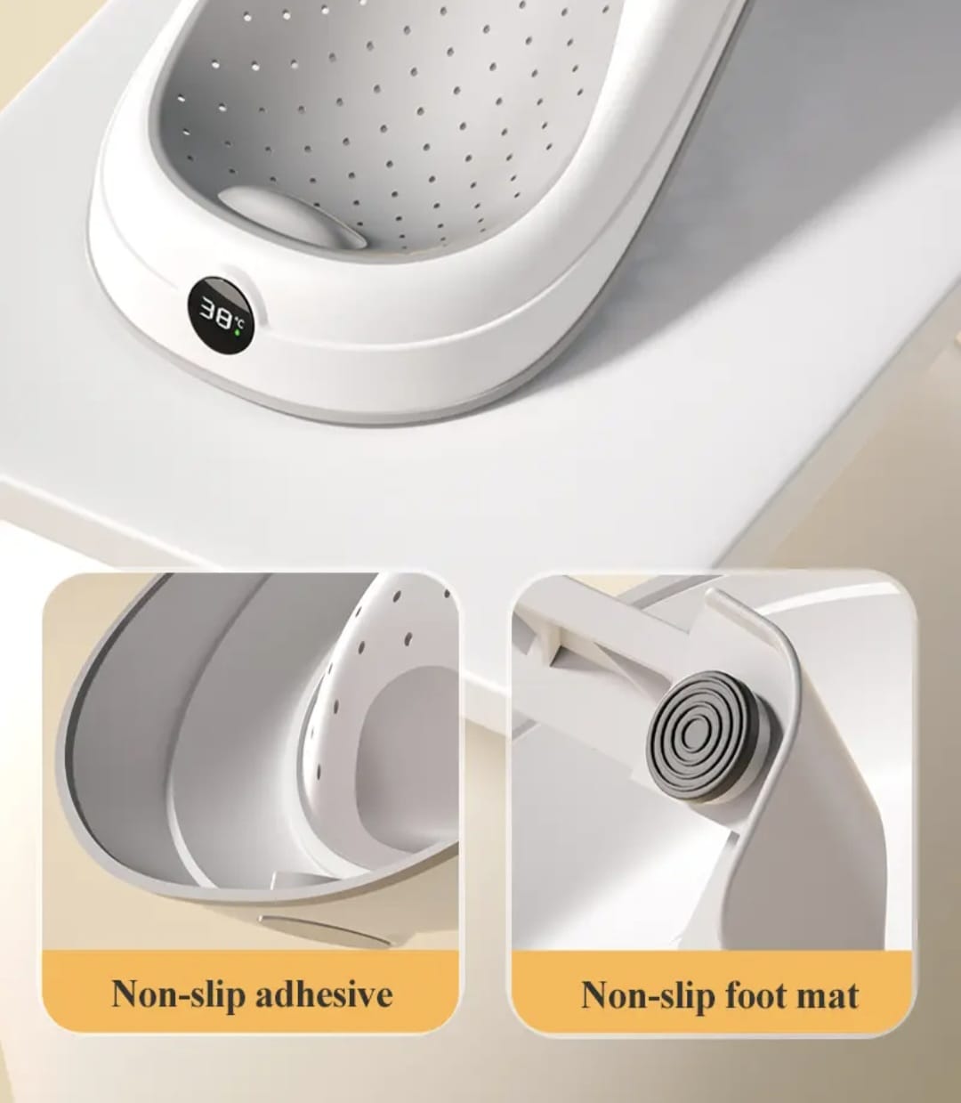 Foldable Baby Bath Tub with Temperature Display | Safe & Comfortable Baby Bathing - Fortune Store