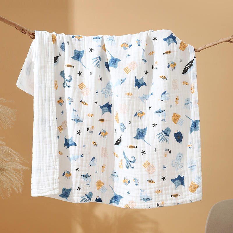 100% Cotton Baby 4-Layer Swaddle Muslin Blanket | 70cm x 90cm | Free Delivery - Fortune Store