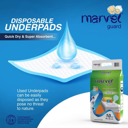 Marvel Disposable Hygienic Under Pads 60x90cm – 10pcs | Maximum Protection for Comfort & Cleanliness - Fortune Store