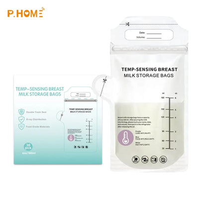 Premium Temperature Sense Breast Milk Storage Bags 180ml 30 Pack | Leak-Proof Thermal Indicator Nursing Bags