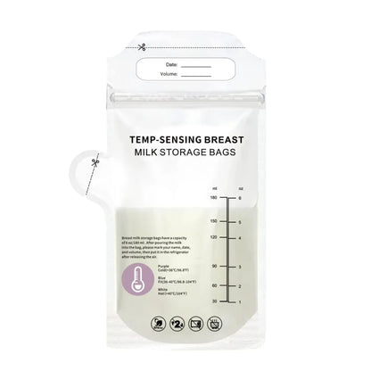Premium Temperature Sense Breast Milk Storage Bags 180ml 30 Pack | Leak-Proof Thermal Indicator Nursing Bags