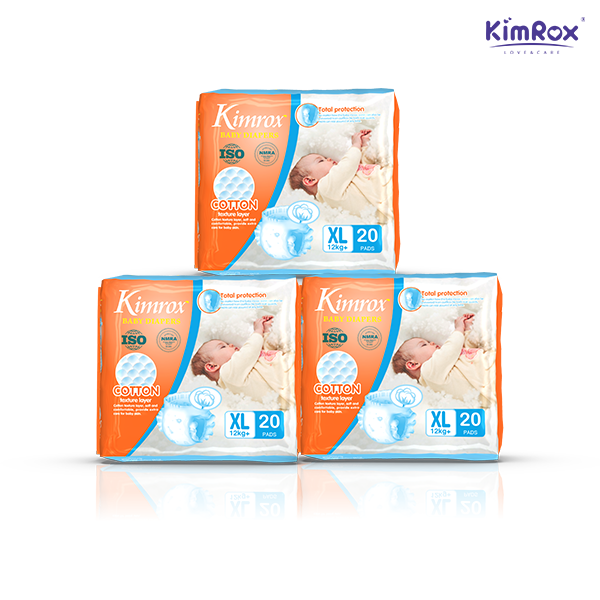 Kimrox Baby XL Diapers Over 12kg+ 20pcs / 60pcs / 80pcs | Gentle Care, Superior Protection | Free Delivery
