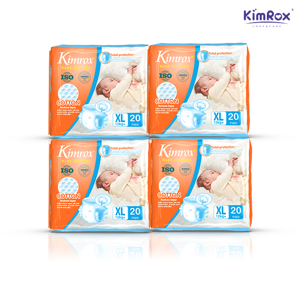 Kimrox Baby XL Diapers Over 12kg+ 20pcs / 60pcs / 80pcs | Gentle Care, Superior Protection | Free Delivery