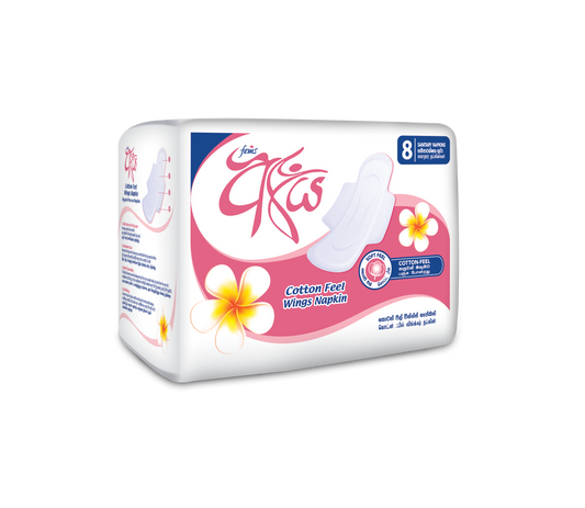Fems Aya Cotton Feel Wings Sanitary Napkins 8pcs – Soft Cotton Comfort & Secure Protection - Fortune Store