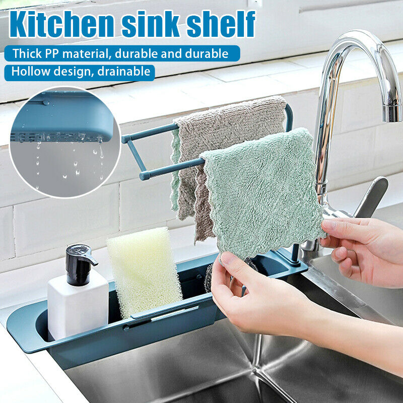 Kitchen Sink Shelf / Kitchen Basket shelf Holder / Kitchen Telescopic Sink Rack Holder / Bathroom Sink Holder with Drainer - Fortune Store