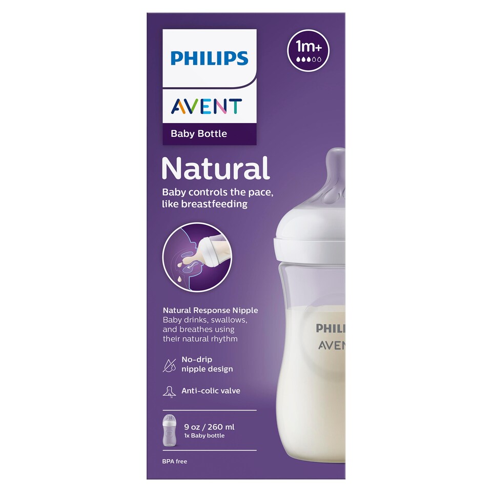PHILIPS AVENT Natural Response Baby Bottle 260ml 1m+ – Ideal for Growing Babies