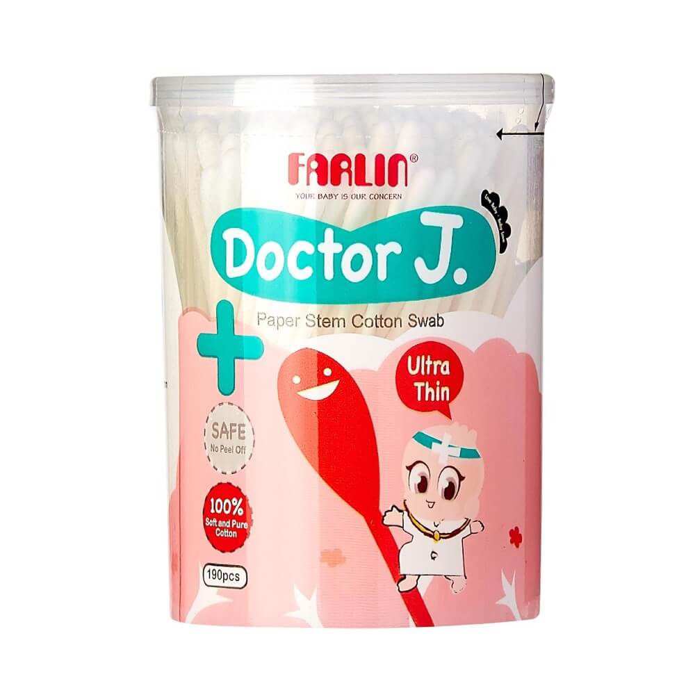 Farlin Doctor J Ultra Thin Paper Stem Cotton Buds 190 Pcs| Eco-friendly precision for your baby’s gentlest care - Fortune Store