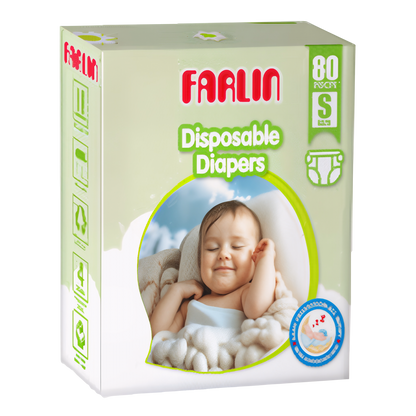 Farlin Baby Diapers Small 80pcs (3-6kg) | Gentle Care & Leak-Proof Comfort for Newborns | Free Delivery