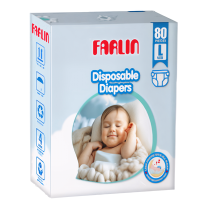 Farlin Baby Diapers Large 80pcs | 82Pcs (9-14kg) | Superior Comfort & Leak Protection | Free Delivery