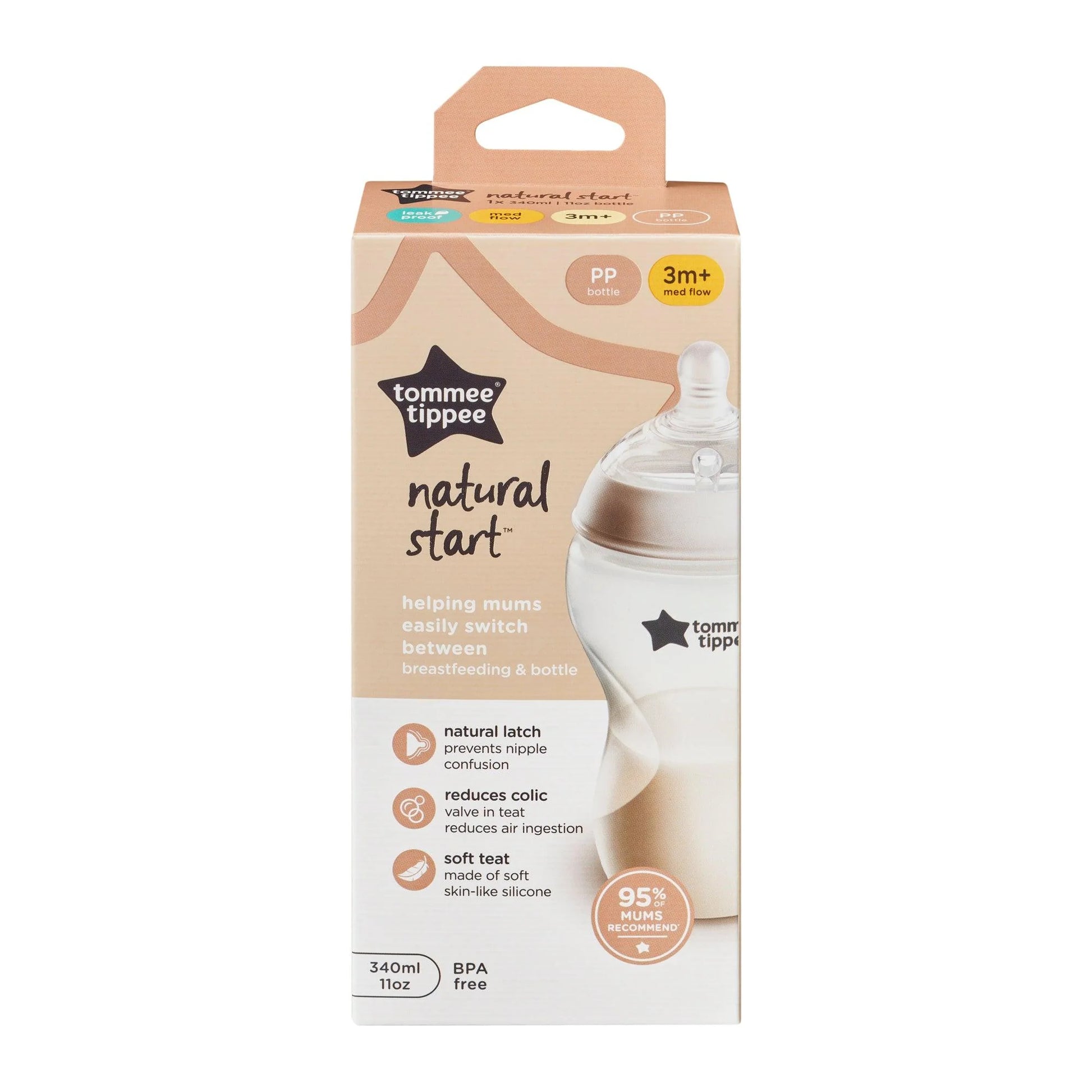 Tommee Tippee PP 340ml Baby Feeding Bottle 3m+ - Ideal for Babies - Fortune Store