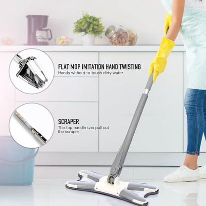 X – Shaped Micro Fiber 360° Rotating Lazy Mop the Folding Self – Twist Horizontal Mop Perfect Cleaning of All Types of Floor - Fortune Store