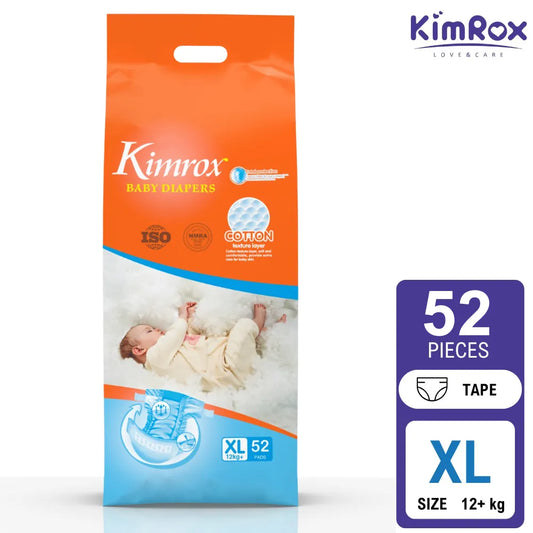 Kimrox Baby XL Diapers Over 12kg+ 52pcs | Gentle Care, Superior Protection | Free Delivery