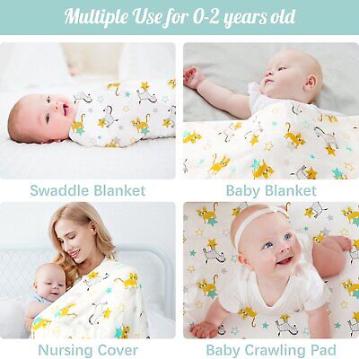 100% Cotton Baby 4-Layer Swaddle Muslin Blanket | 70cm x 90cm | Free Delivery - Fortune Store