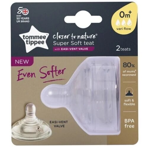 Tommee Tippee Closer to Nature Variflow Teat 2Pcs | Adaptable Feeding for Every Baby - Fortune Store