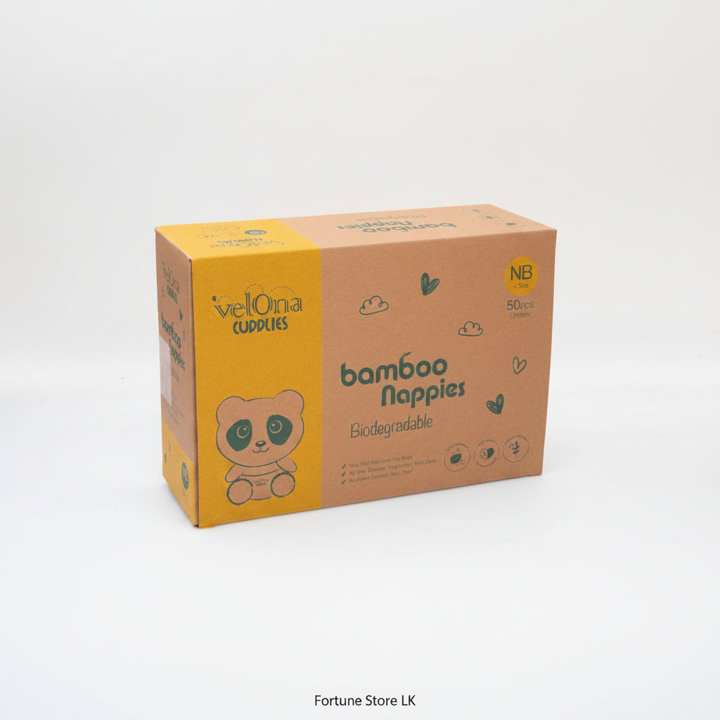 Velona Cuddles Biodegradable Bamboo Diaper NB 50pcs | Newborn Baby Diapers