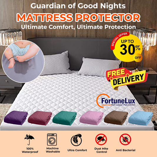 FortuneLux Coloured Waterproof Mattress Protector | Premium Bedding for Ultimate Comfort - Fortune Store