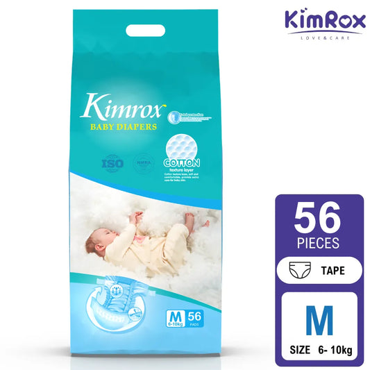 Kimrox Baby Medium Diapers 6 - 10kg 56pcs | Gentle Care, Superior Protection | Free Delivery