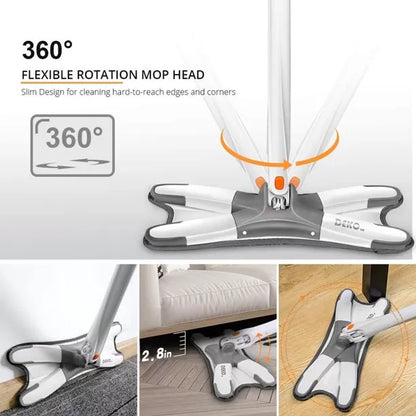 X – Shaped Micro Fiber 360° Rotating Lazy Mop the Folding Self – Twist Horizontal Mop Perfect Cleaning of All Types of Floor - Fortune Store